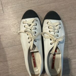 Prada White Leather Sneakers